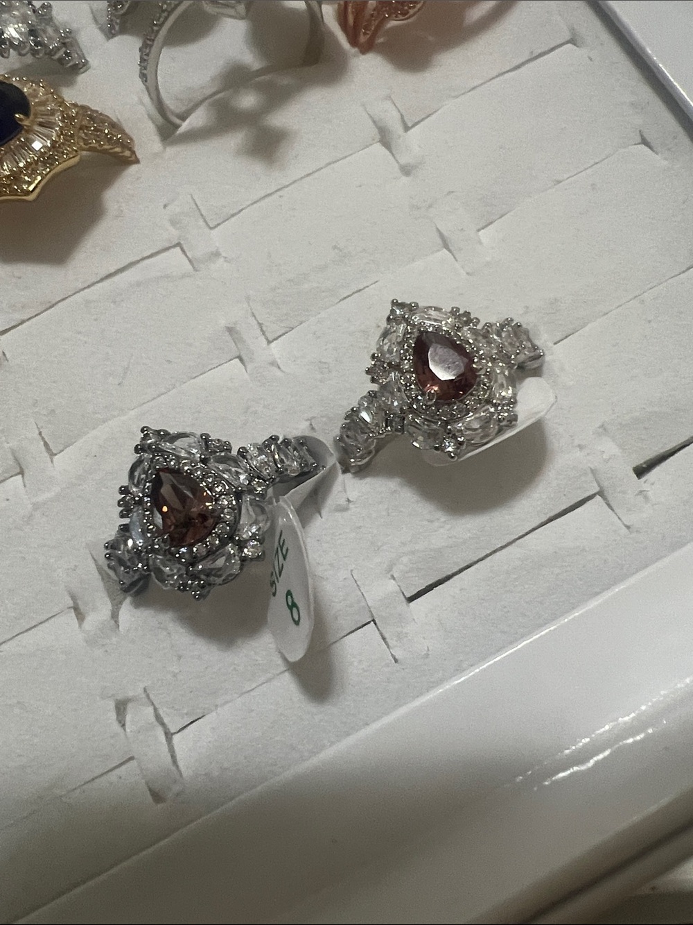 Set of two for you and your bestie  Silver and hema Ring with  Brown Gemstone